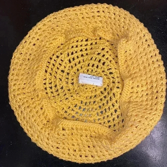 Golden Yellow French Style Crochet Beret - Picture 2 of 5